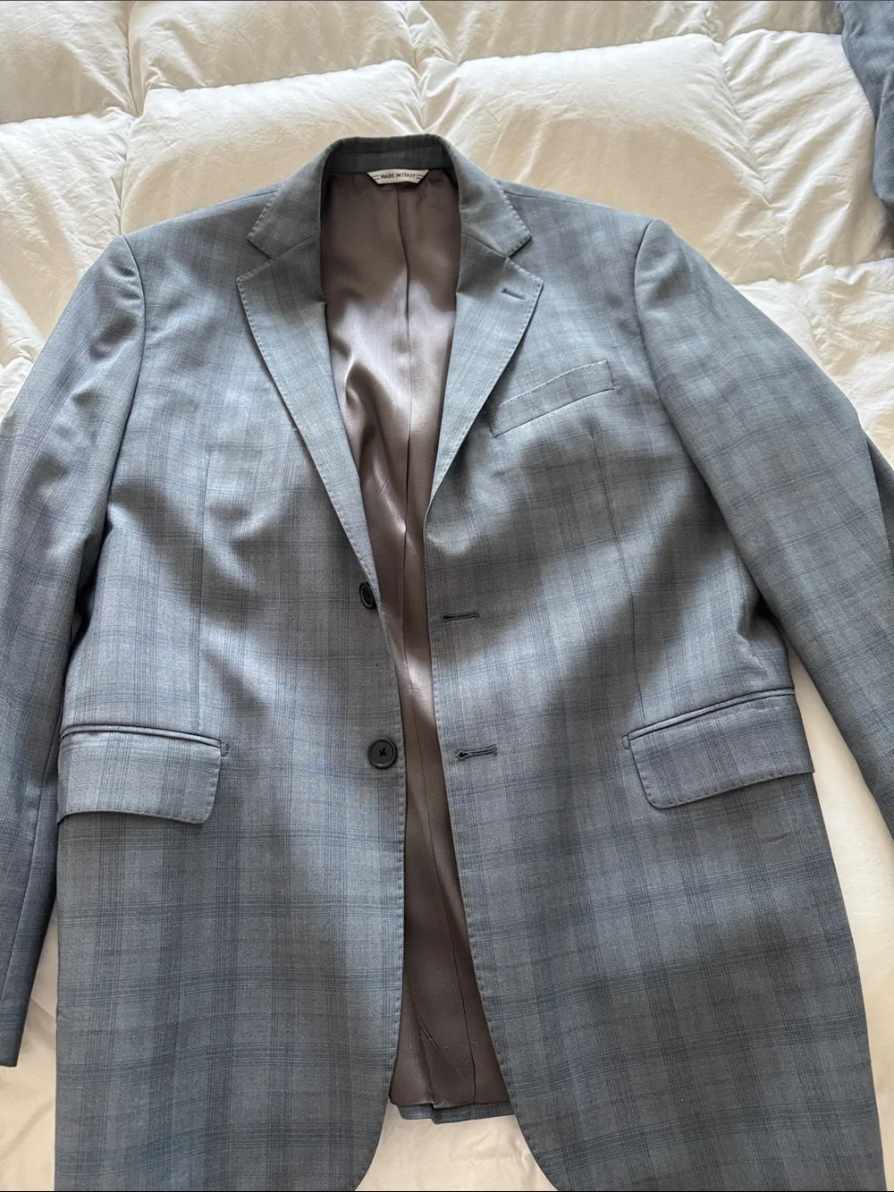 Yves Saint Laurent Light Gray Plaid Two-Button Suit